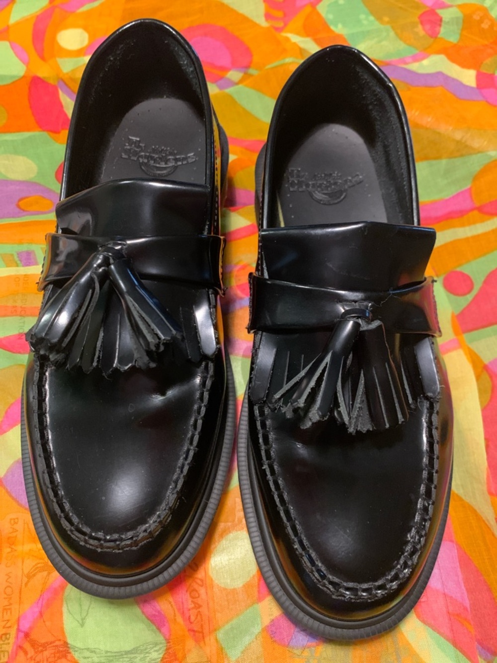 Dr. Martens Black Leather Tassel Slip-On Loafers